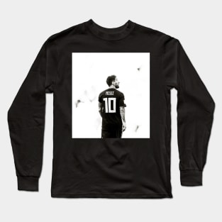 Messi 10 Black and White Long Sleeve T-Shirt